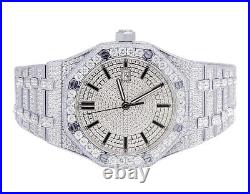 White Stainless Steel 41MM AP Style Automatic Full Simulated Diamond Watch