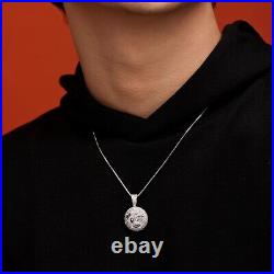 Wink Emoji FULLY ICED OUT URBAN STYLE Hip Hop MOISSANIT 925 Silver PENDANT